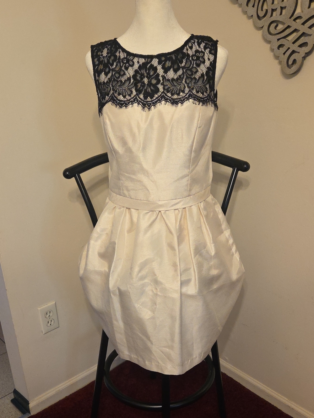 Signature Ivory Dress with Black Lace Yoke